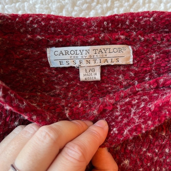 Carolyn Taylor red fuzzy knit vintage sweater crewneck wool blend - Picture 4 of 5
